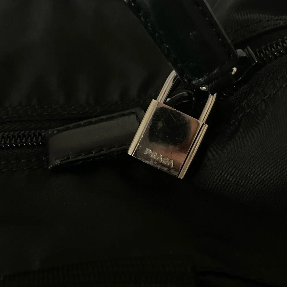 Prada Vintage Nylon Black Duffel Travel Bag Carry On Authentic Vintage - Picture 14 of 15